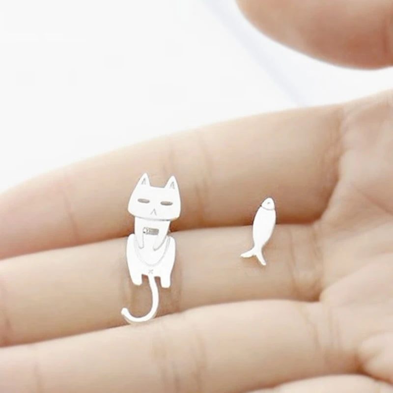 Asymmetric Cat Earrings